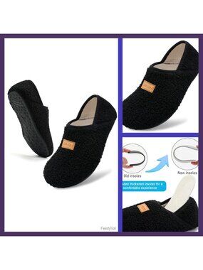 Fuzzy Fleece Slip-On House Slippers Non-Slip Indoor Outdoor